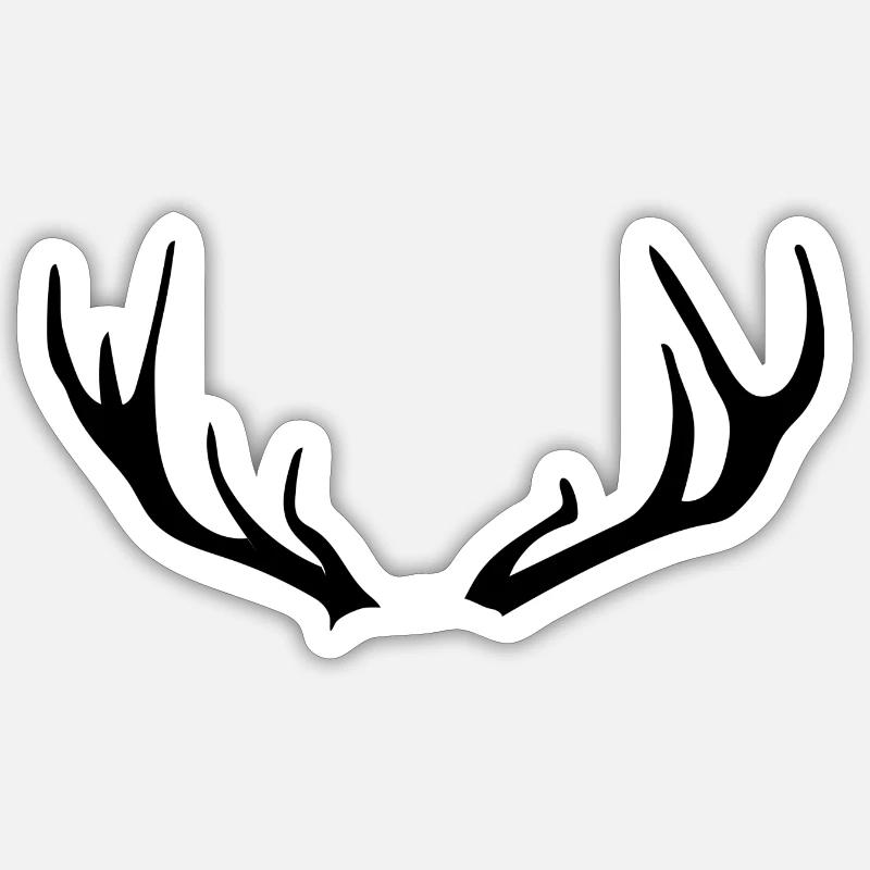 Bois de cerf - Sticker taille S (10 x 10 cm) - blanc mat