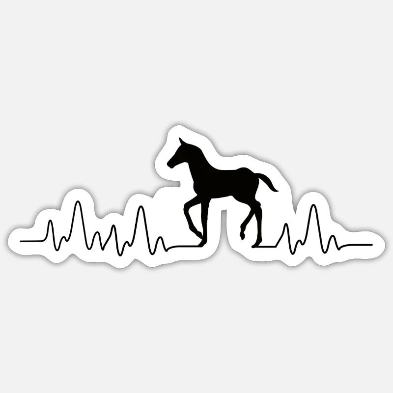 Herzfrequenz Pferd - Sticker Größe S (10 x 10 cm) - Mattweiß