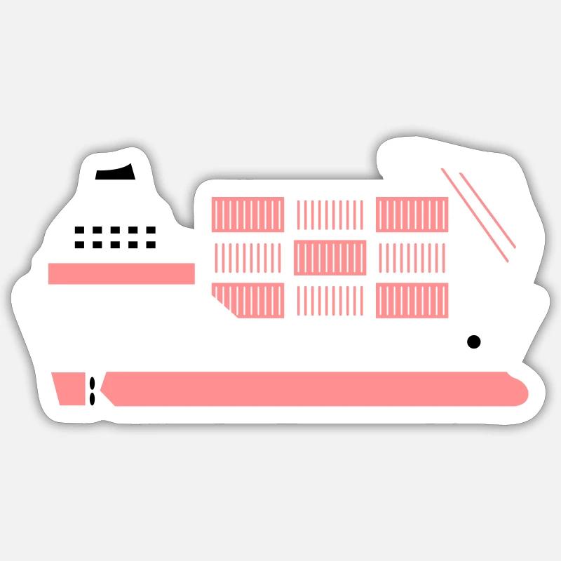 container ship pink - Sticker size S (10 x 10 cm) - white matte