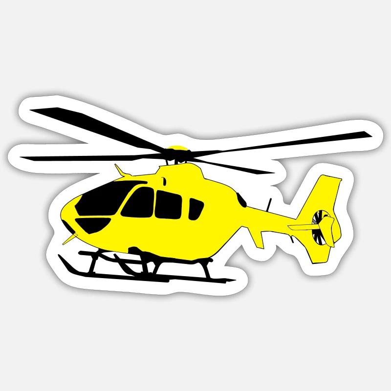 Hélicoptère - Sticker taille S (10 x 10 cm) - blanc mat