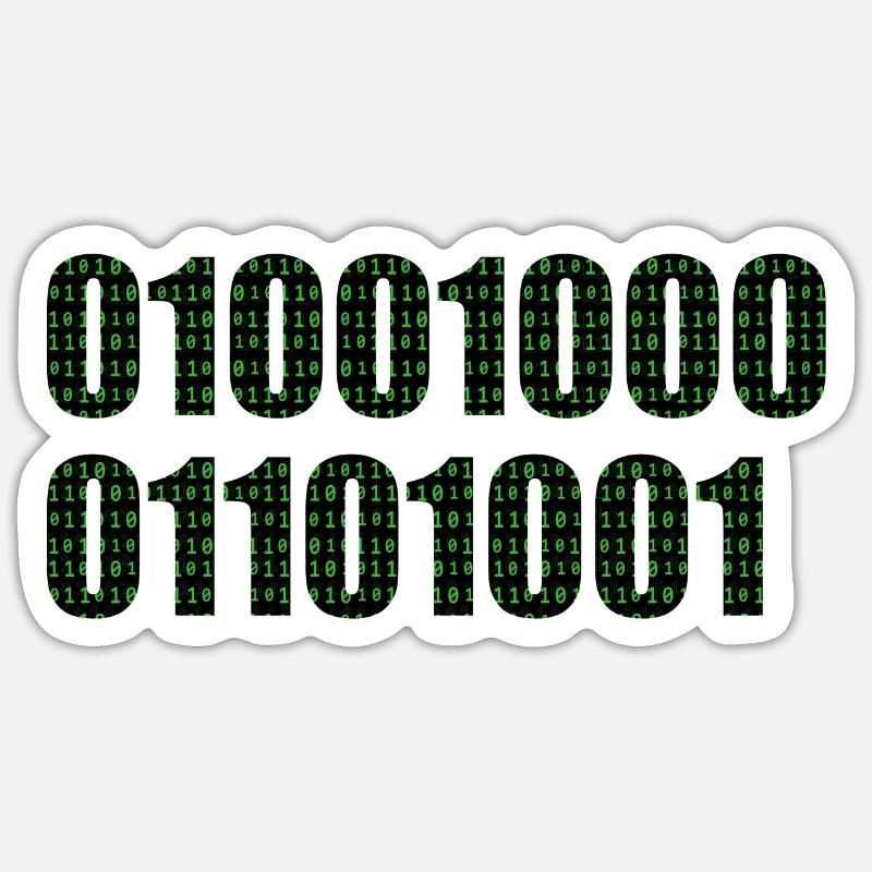 Binärcode "Hi" Sticker Größe S (10 x 10 cm)