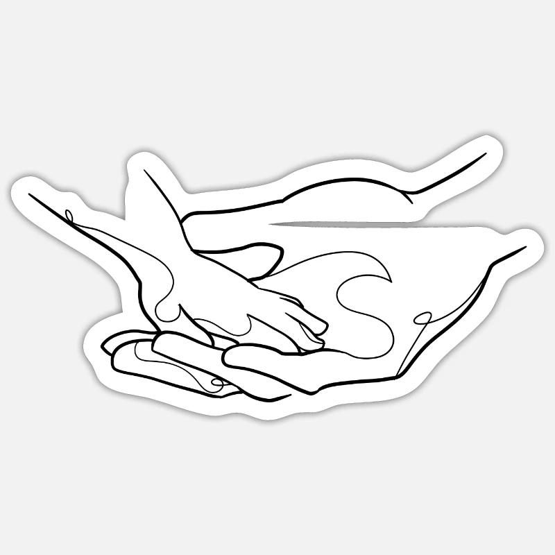 Main dans la main de la confiance dessin - Sticker taille S (10 x 10 cm) - blanc mat