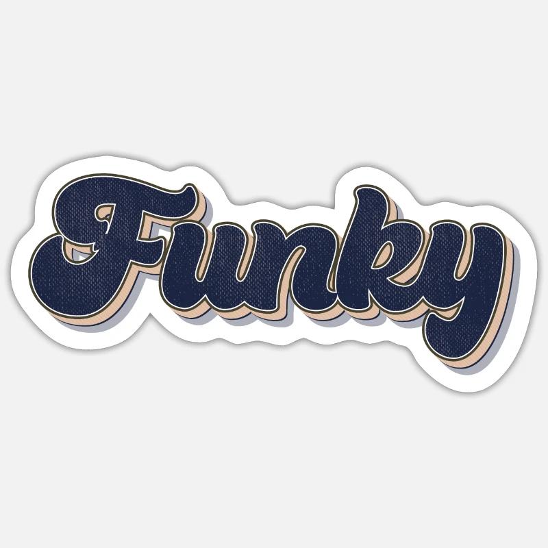 Funky Retro - Sticker Größe S (10 x 10 cm) - Mattweiß