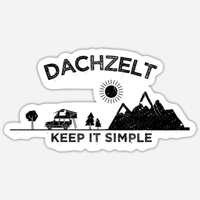 Dachzelt Camper "Keep it Simple" Geschenk Sticker Größe S (10 x 10 cm)