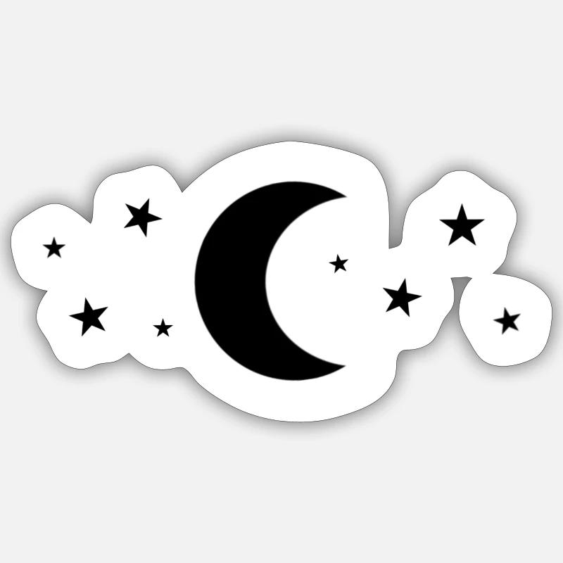 Lune et étoiles - Sticker taille S (10 x 10 cm) - blanc mat