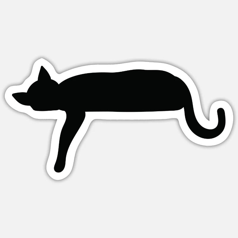 Silhouette der Katze legt sich hin Sticker Größe S (10 x 10 cm)