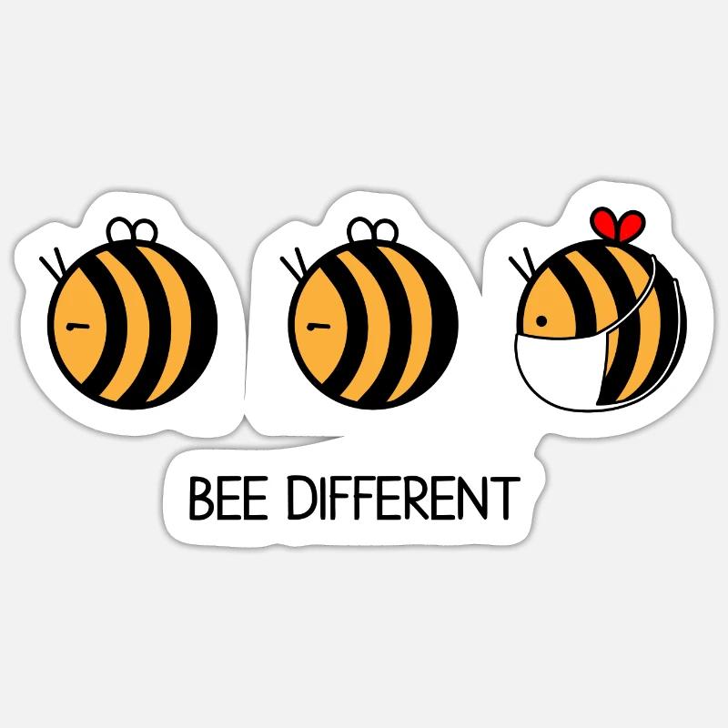 Bee Different geschenkidee Honig Spruch - Sticker Größe S (10 x 10 cm) - Mattweiß