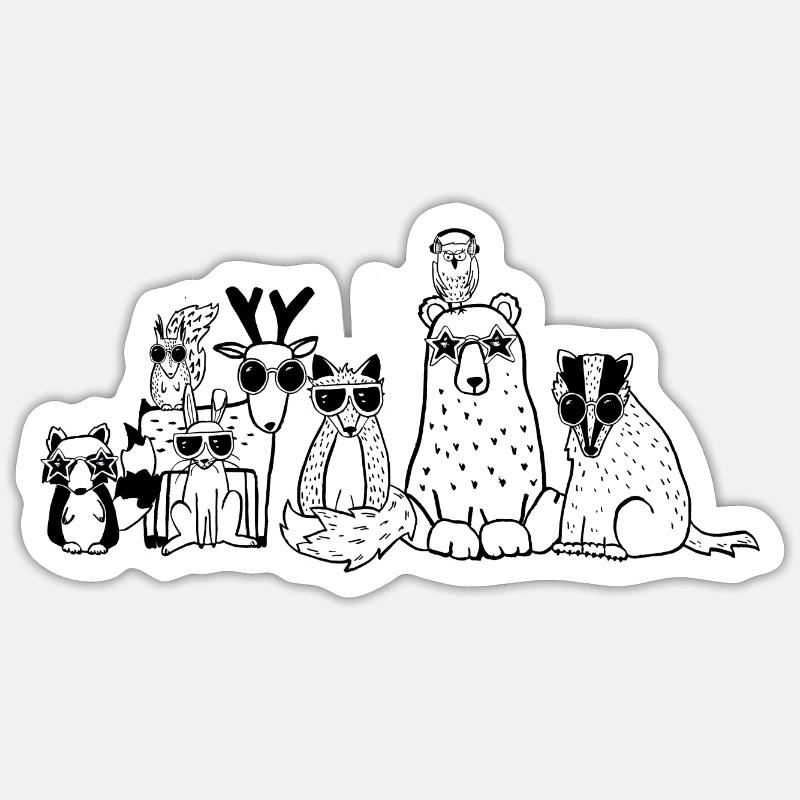 Des animaux cool de la forêt Sticker taille S (10 x 10 cm)