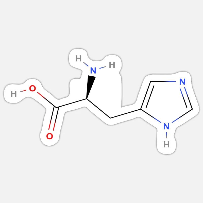 Histidine Molecule - Colored Structural Formula Sticker size S (10 x 10 cm)