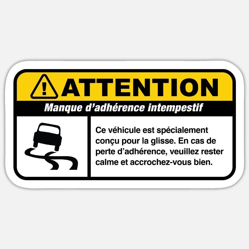 Avertissement manque d'adhérence - Sticker taille S (10 x 10 cm) - blanc mat