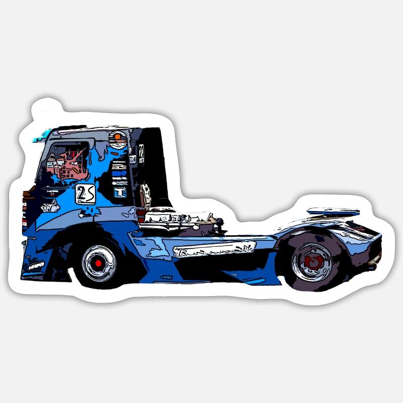 camion de course - Sticker taille S (10 x 10 cm) - blanc mat