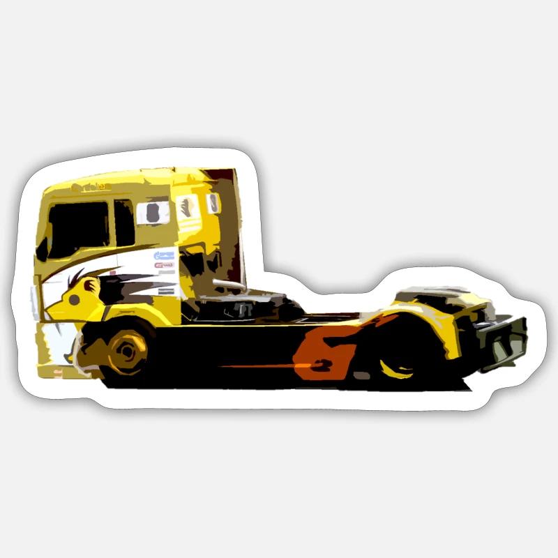 camion de course - Sticker taille S (10 x 10 cm) - blanc mat
