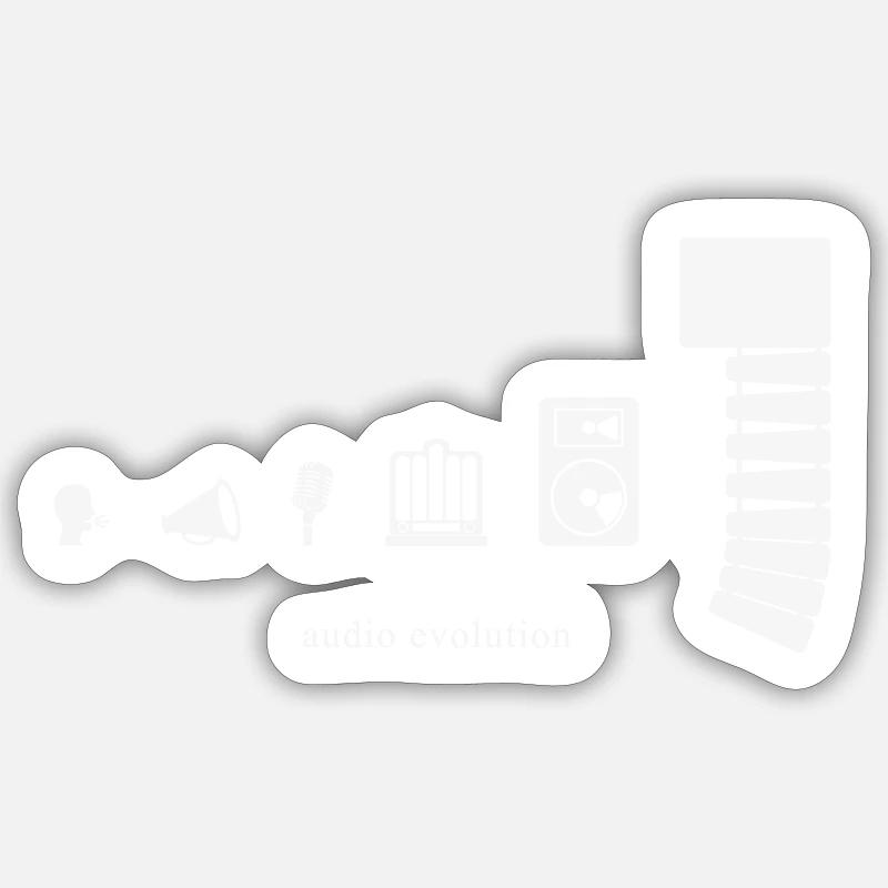 Audio Evolution - Sticker Größe S (10 x 10 cm) - Mattweiß