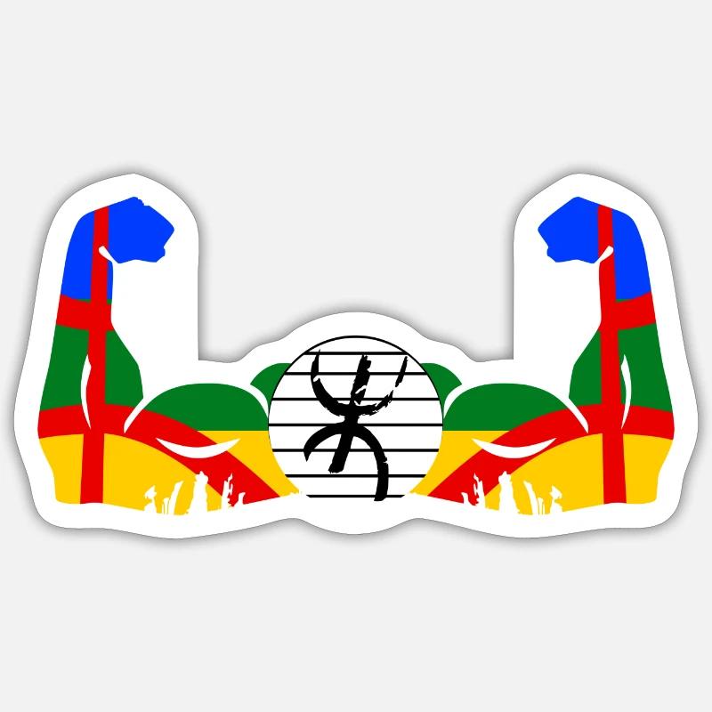 Amazigh en Force - Sticker taille S (10 x 10 cm) - blanc mat
