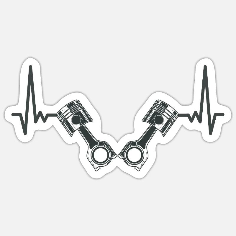 Piston Heartbeat V Engine Gift Mechanic Sticker size S (10 x 10 cm)