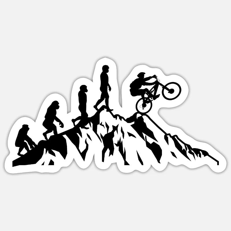 Évolution du VTT à vélo - Sticker taille S (10 x 10 cm) - blanc mat