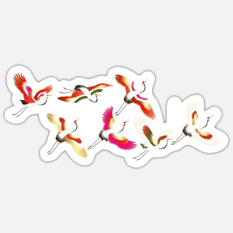 Kraniche - Sticker Größe S (10 x 10 cm) - Mattweiß
