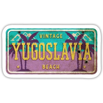Jugoslawien Vintage Schild - Sticker Größe S (10 x 10 cm) - Mattweiß - Vorne