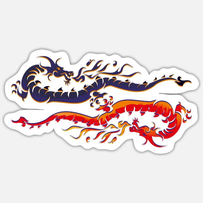 Dragons - Sticker taille S (10 x 10 cm) - blanc mat