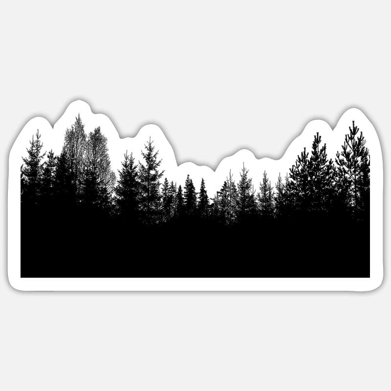 Silhouette de la forêt - Sticker taille S (10 x 10 cm) - blanc mat