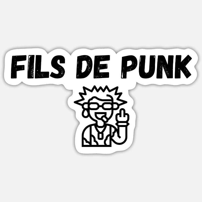 Fils de Punk (2) - Sticker taille S (10 x 10 cm) - blanc mat