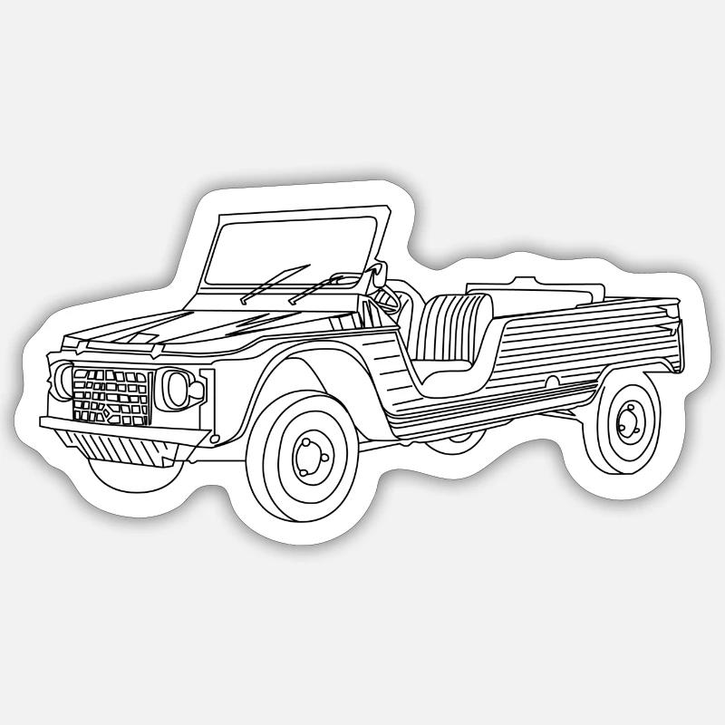 Der Mehari - Sticker Größe S (10 x 10 cm) - Mattweiß