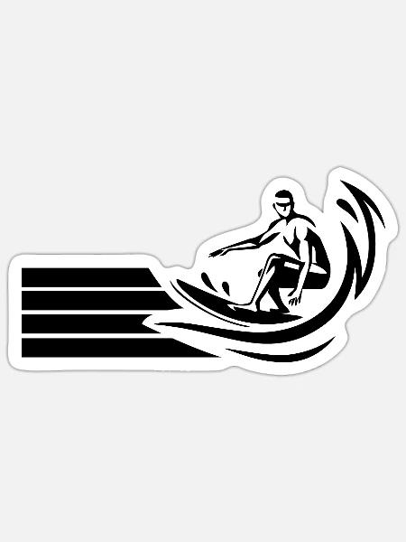 Surfen Surfing Wellenreiten - Sticker Größe S (10 x 10 cm) - Mattweiß