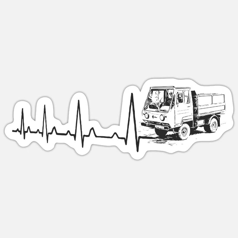 Heartbeat - Multicar M25 - Sticker size S (10 x 10 cm) - white matte