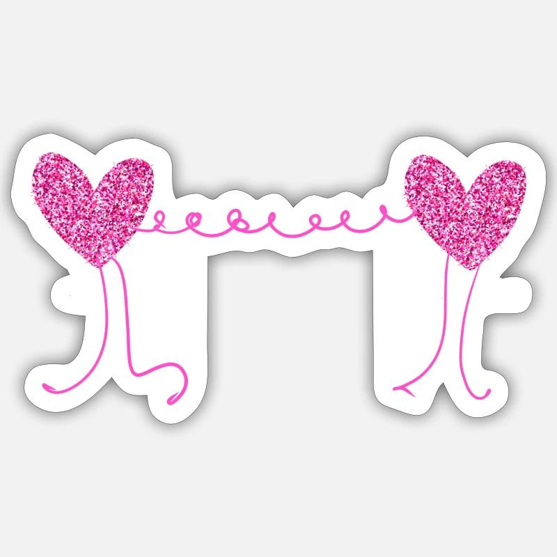 hearts pink glitter pattern Sticker size S (10 x 10 cm)