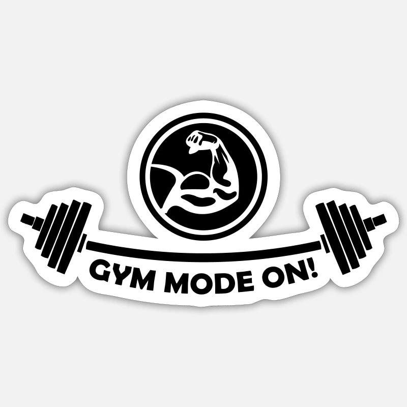 Mode Gym activé - Sticker taille S (10 x 10 cm) - blanc mat