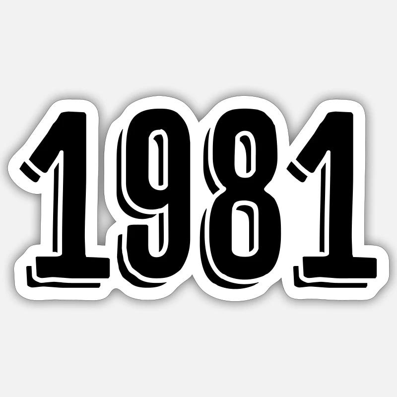 Année de naissance 1981 Cadeaux - Sticker taille S (10 x 10 cm) - blanc mat