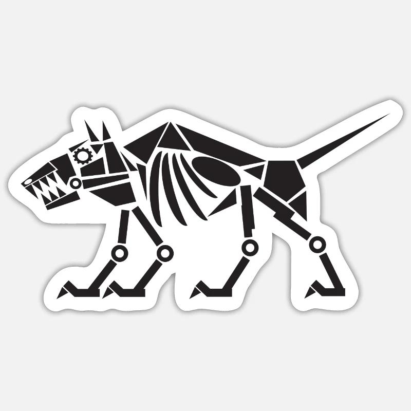 Chien machine - Sticker taille S (10 x 10 cm) - blanc mat