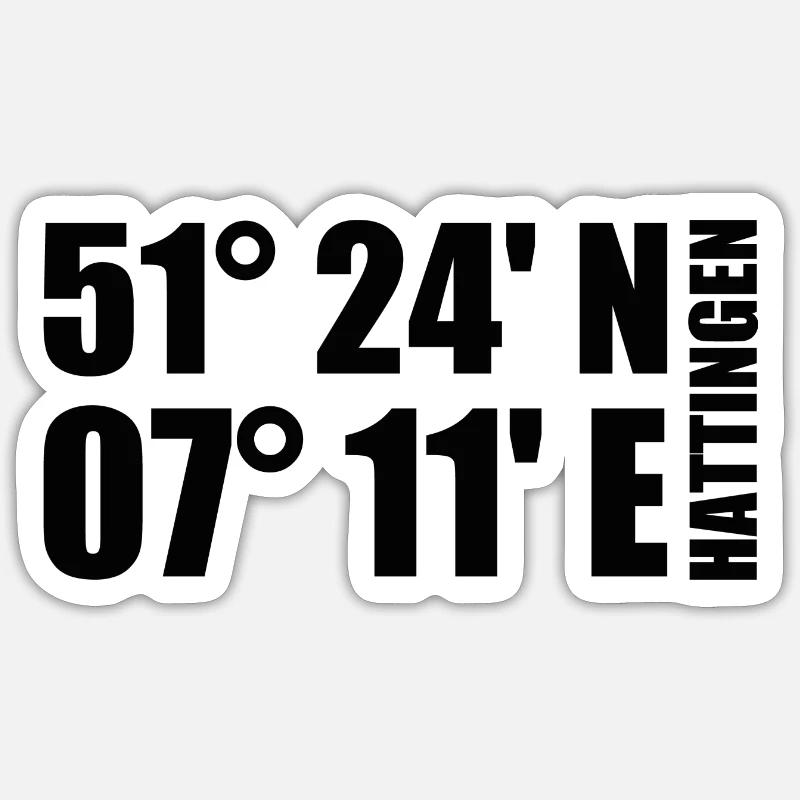 Coordonnées de Hattingen - Sticker taille S (10 x 10 cm) - blanc mat