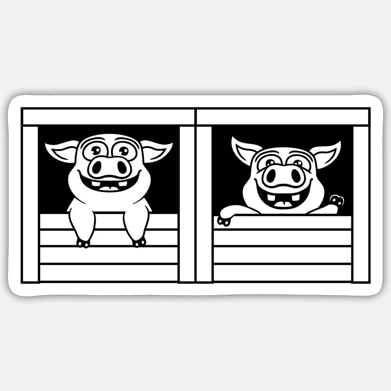 Team 2 Stall Schweine Sticker Größe S (10 x 10 cm)