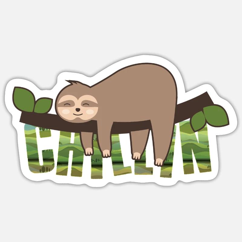 Faultier Chillin - Sticker Größe S (10 x 10 cm) - Mattweiß