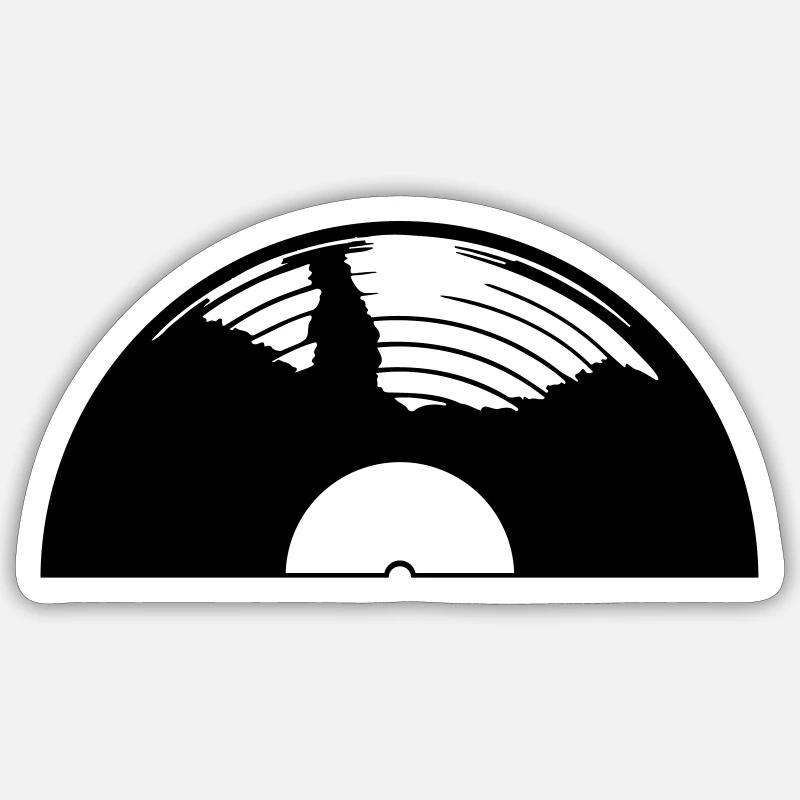 Retro half vinyl record Sticker size S (10 x 10 cm)