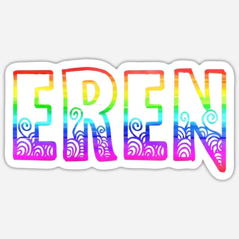 eren rs regenbogen - Sticker Größe S (10 x 10 cm) - Mattweiß