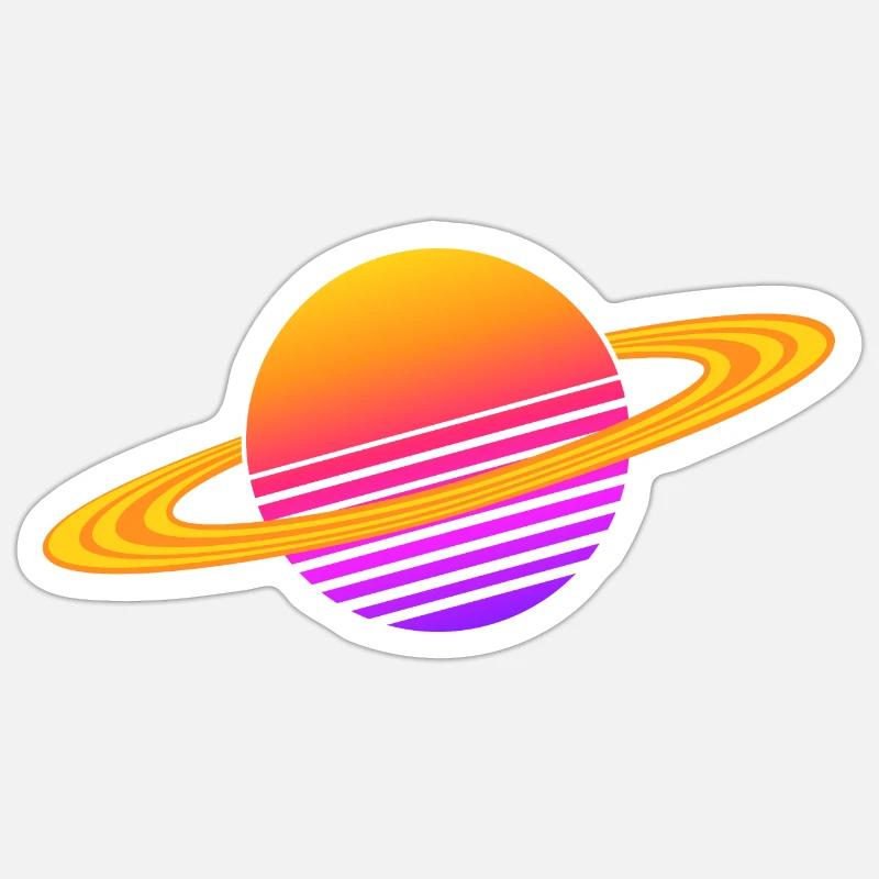 Synthwave Saturne Sticker taille S (10 x 10 cm)