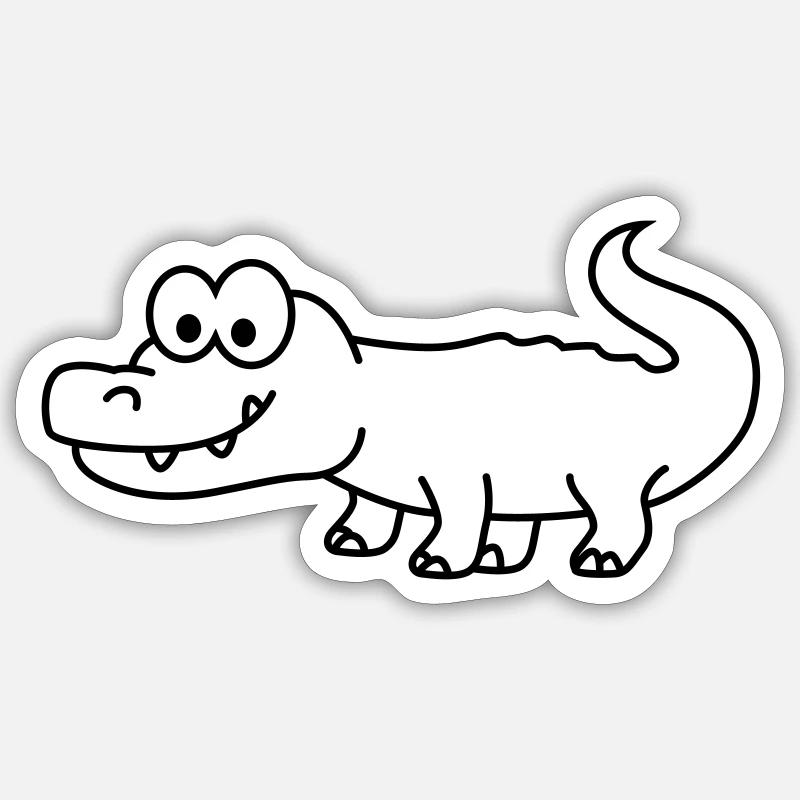 Alligator Comic Tier - Sticker Größe S (10 x 10 cm) - Mattweiß