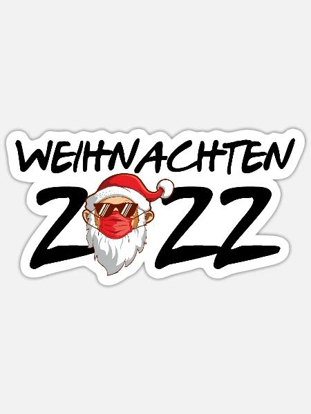 Weihnachten 2022 - Weihnachtsshirt Weihnachtsmann - Sticker Größe S (10 x 10 cm) - Mattweiß