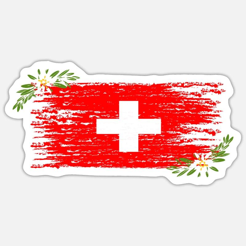 Drapeau suisse - Sticker taille S (10 x 10 cm) - blanc mat