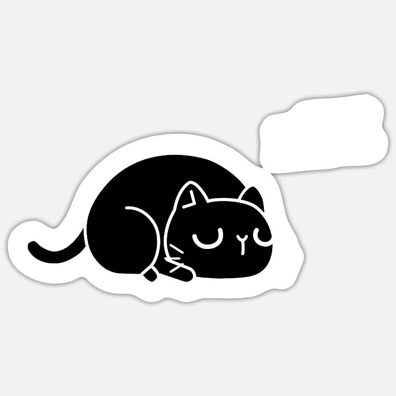 chat fatigué - Sticker taille S (10 x 10 cm) - blanc mat