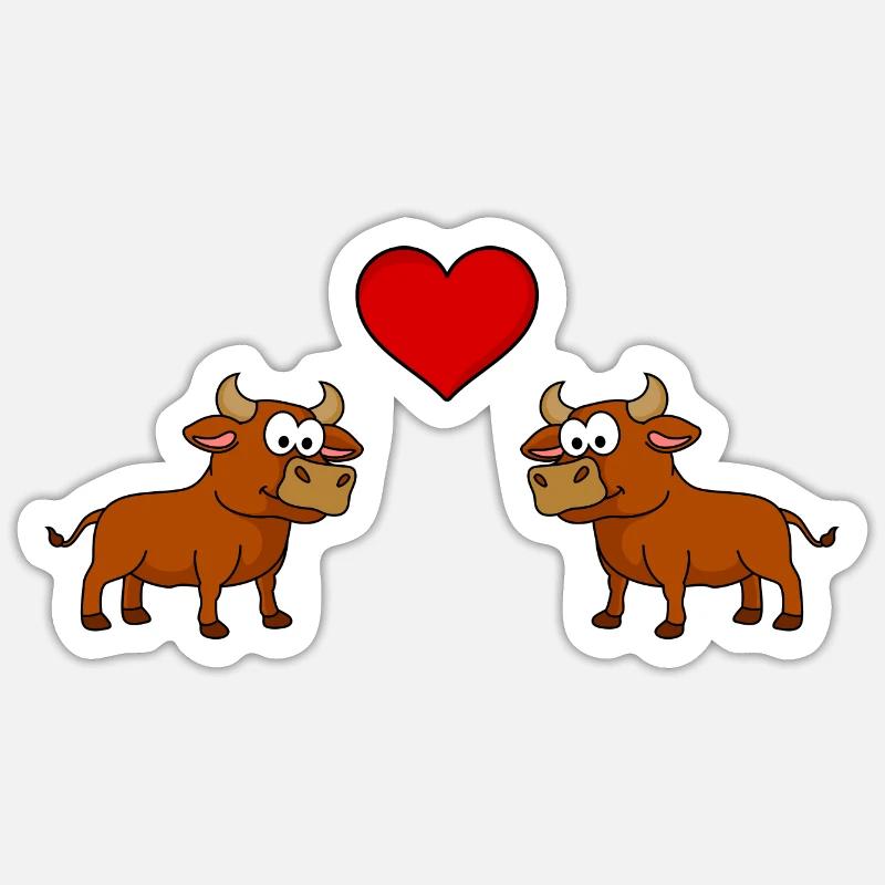 Taurus Comic Couple Love - Sticker size S (10 x 10 cm) - white matte