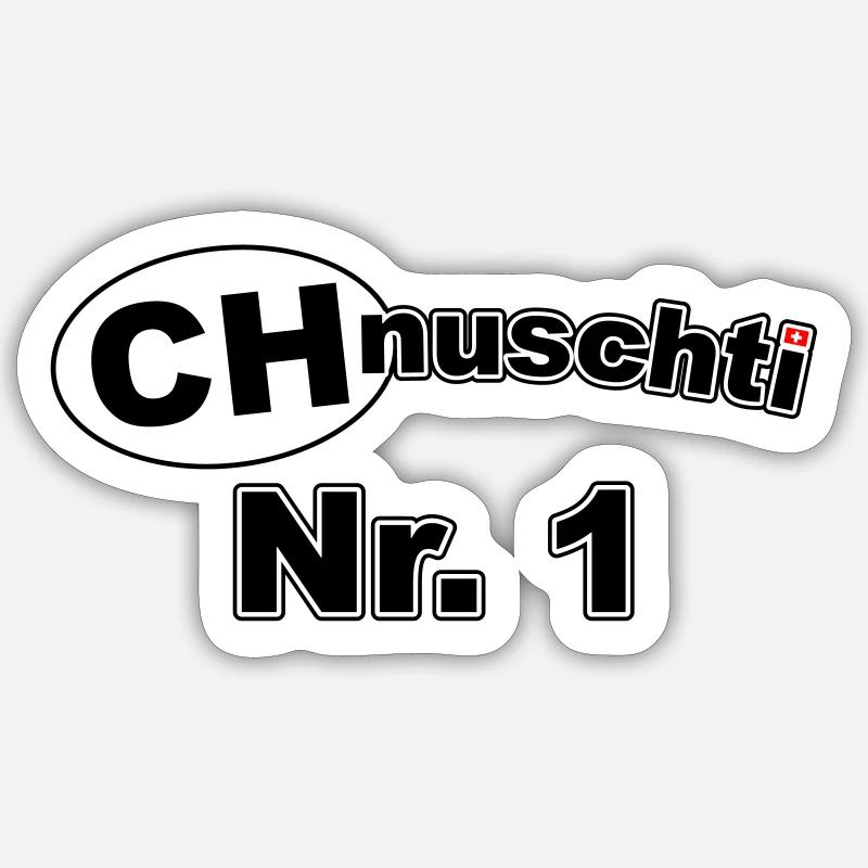 CHnuschti Nr. 1 - Sticker Größe S (10 x 10 cm) - Mattweiß