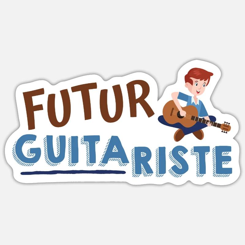 futur guitariste - Sticker taille S (10 x 10 cm) - blanc mat