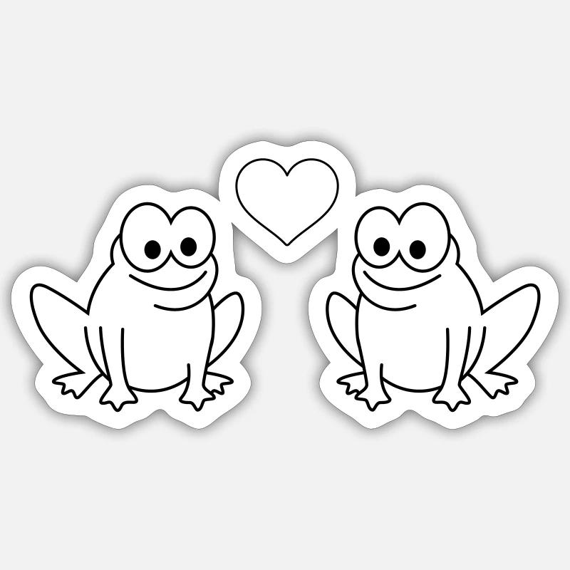 Frosch Comic Paar liebe - Sticker Größe S (10 x 10 cm) - Mattweiß