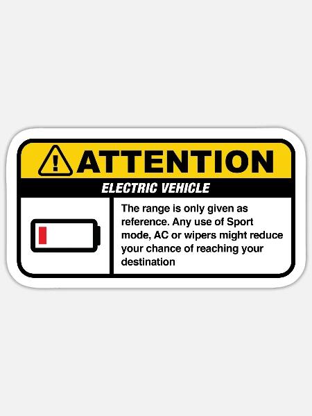 Warnaufkleber für Elektrofahrzeuge - Sticker Größe S (10 x 10 cm) - Mattweiß