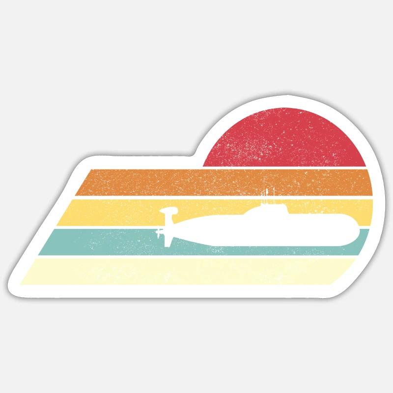 U-Boot U Boot U-Bootfahrer Retro Boot Vintage Sticker Größe S (10 x 10 cm)