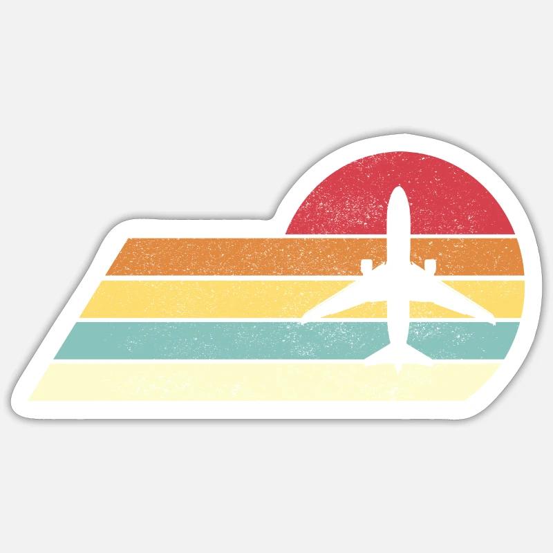 Flugzeug Retro Pilot - Sticker Größe S (10 x 10 cm) - Mattweiß