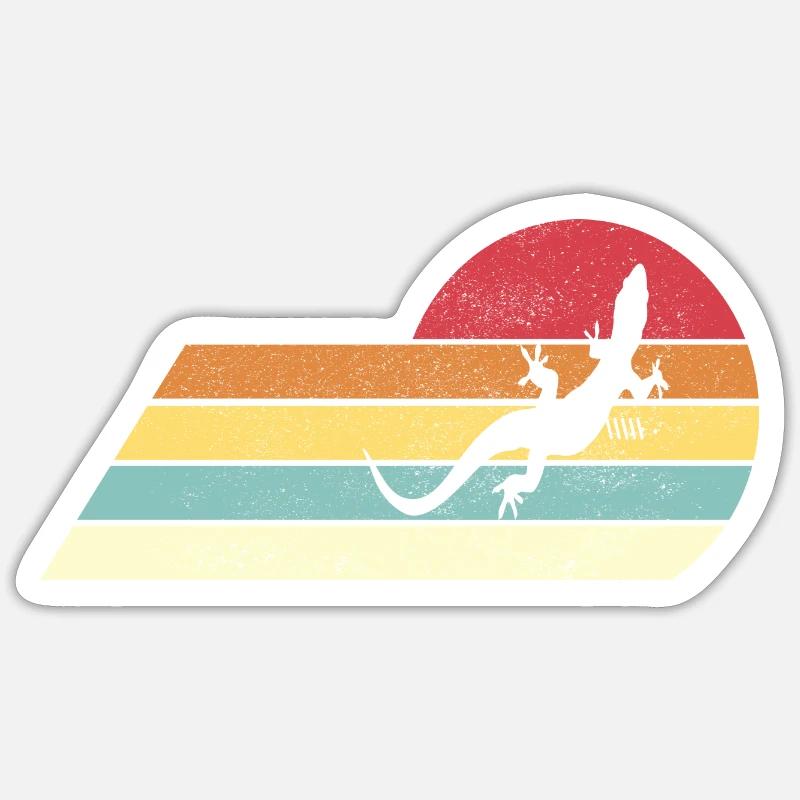 Gecko Eidechse Reptil Retro Sticker Größe S (10 x 10 cm)